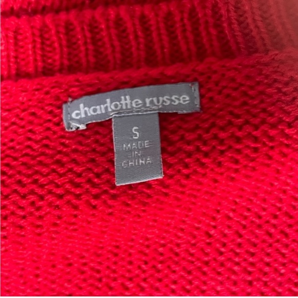 Charlotte Russe Christmas Red Gold Studded Crop Top Sweater - Picture 6 of 6